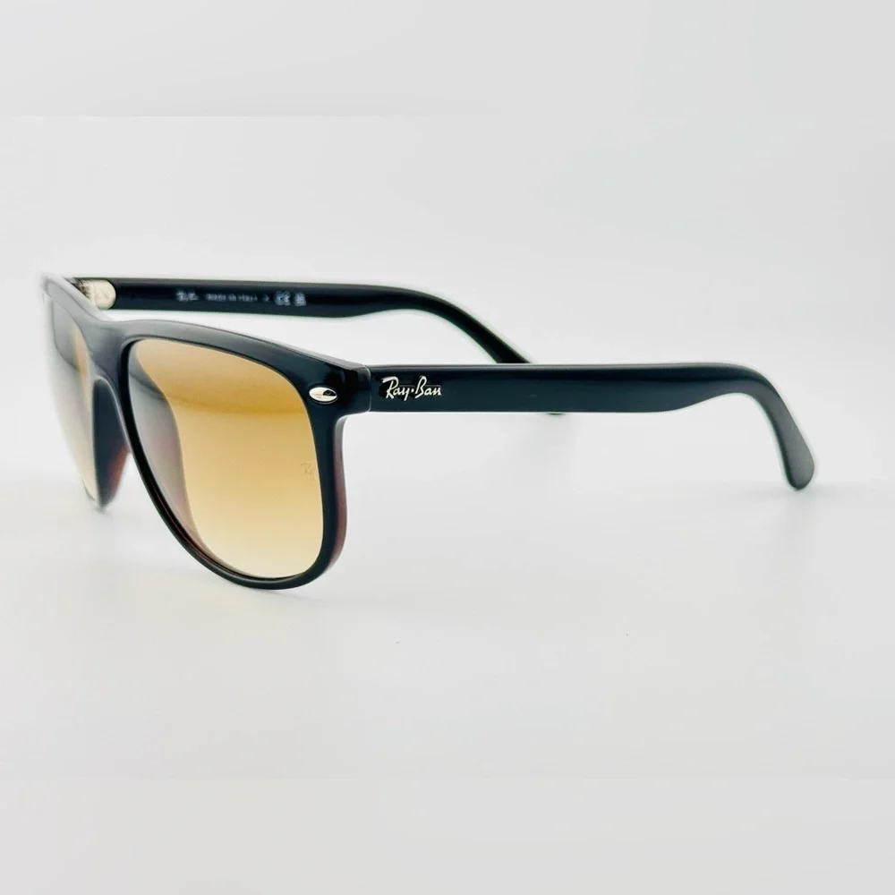 Ray-Ban Boyfriend Sunglasses RB4147 Polished Black On Brown Square Gradient lens